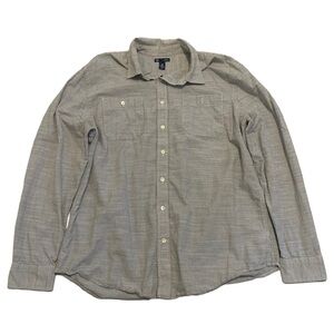 Gap Men's XL Classic Fit Gray White Check Button Down Shirt